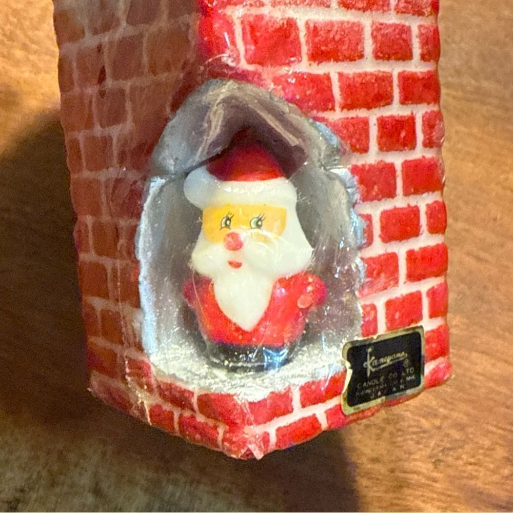 Vtg Kameyama Santa Claus Christmas Candle Chimney Snow Japan Holiday Decor
